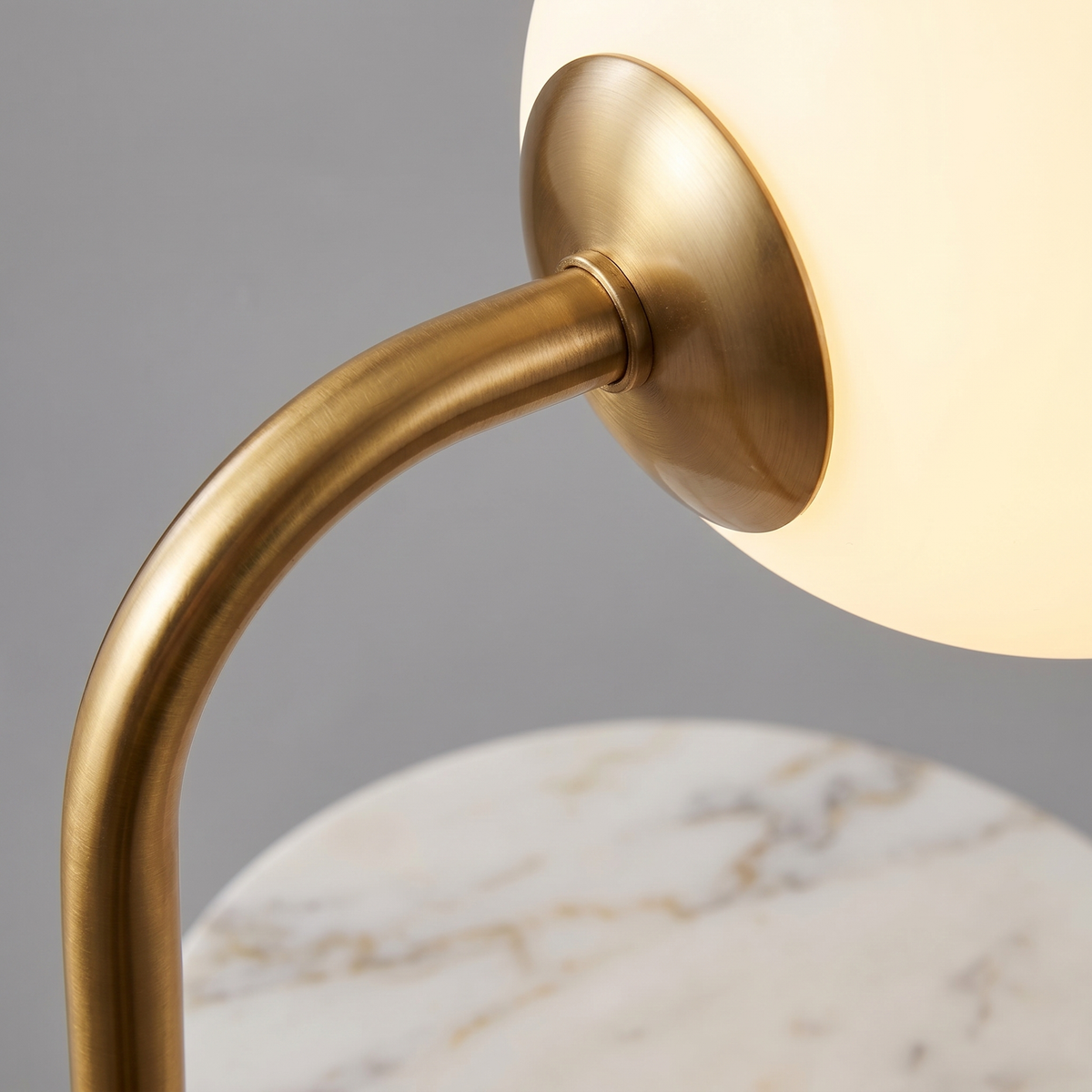 Orbita Globe Floor Lamp with Marble Side Table