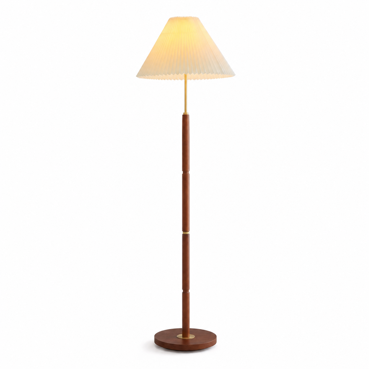 Ventaglio Sera Pleated Floor Lamp with Wood Pole