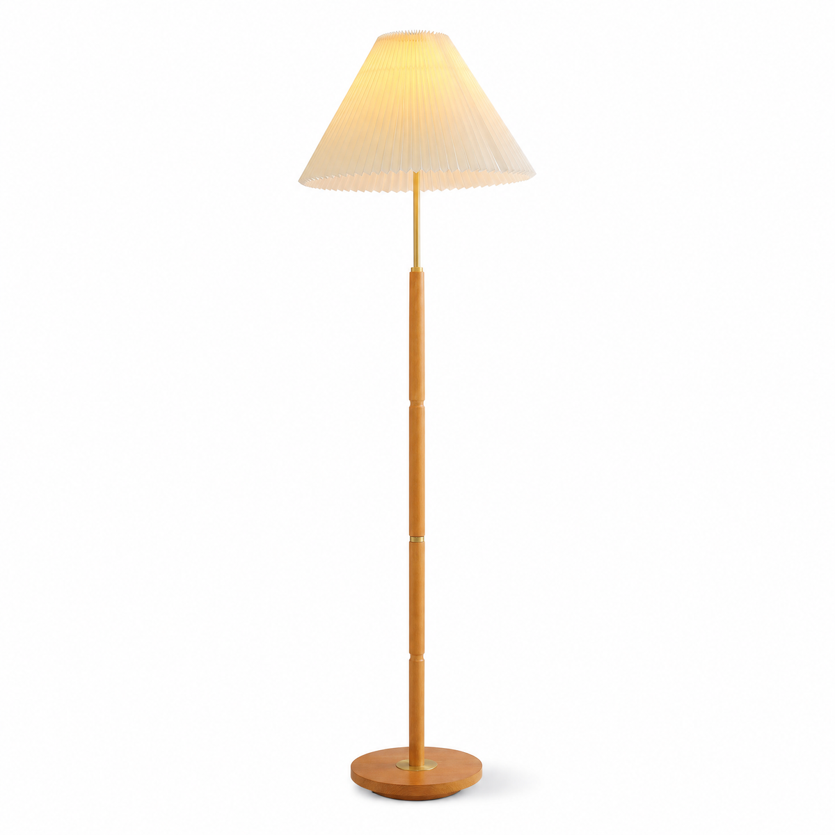 Ventaglio Sera Pleated Floor Lamp with Wood Pole
