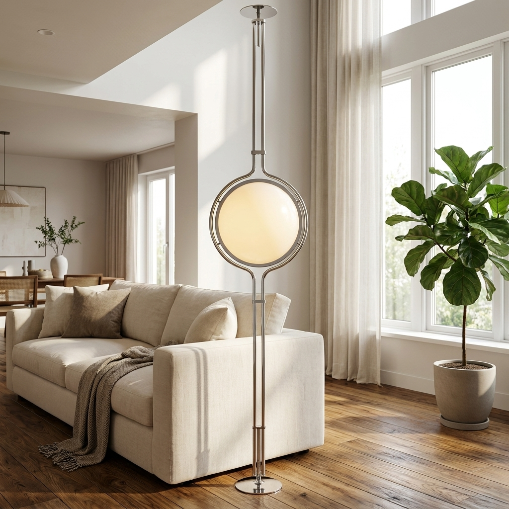 Sfera Sospesa Floor-to-Ceiling Globe Lamp with Tension-Fit Rod