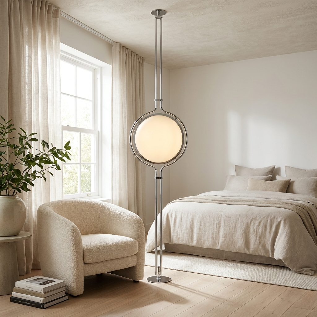Sfera Sospesa Floor-to-Ceiling Globe Lamp with Tension-Fit Rod
