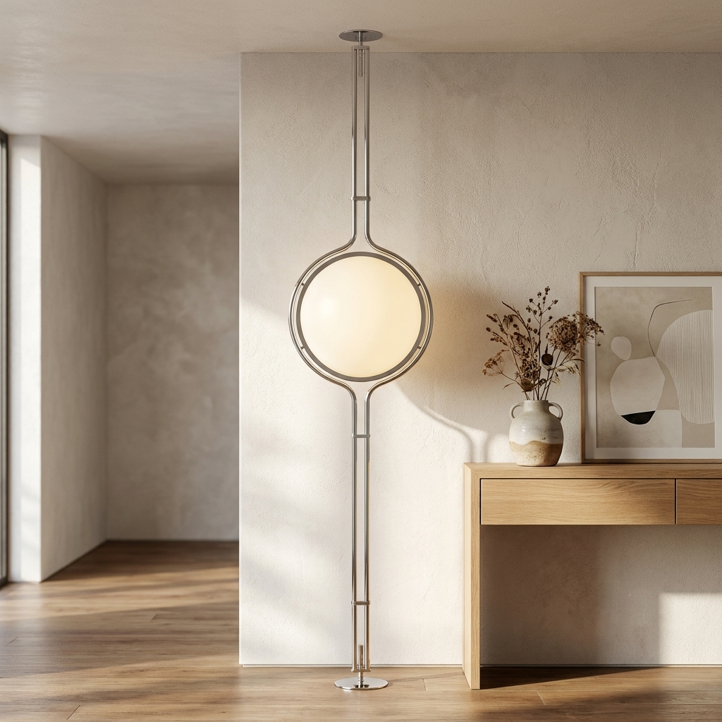 Sfera Sospesa Floor-to-Ceiling Globe Lamp with Tension-Fit Rod