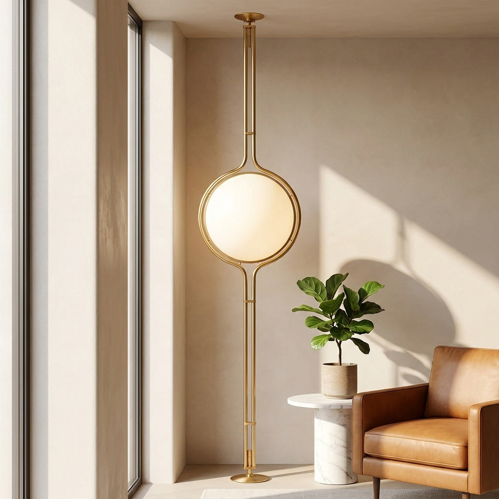 Sfera Sospesa Floor-to-Ceiling Globe Lamp with Tension-Fit Rod