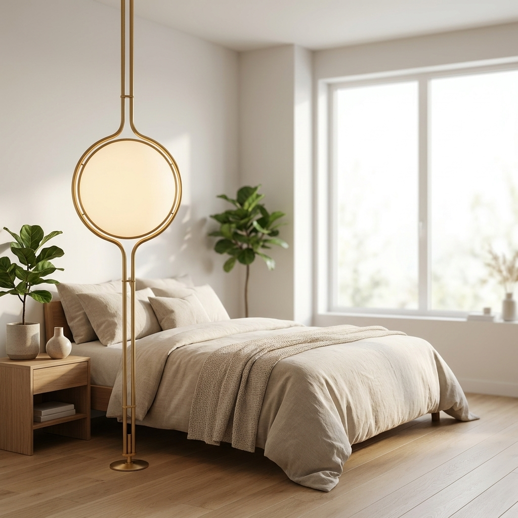 Sfera Sospesa Floor-to-Ceiling Globe Lamp with Tension-Fit Rod