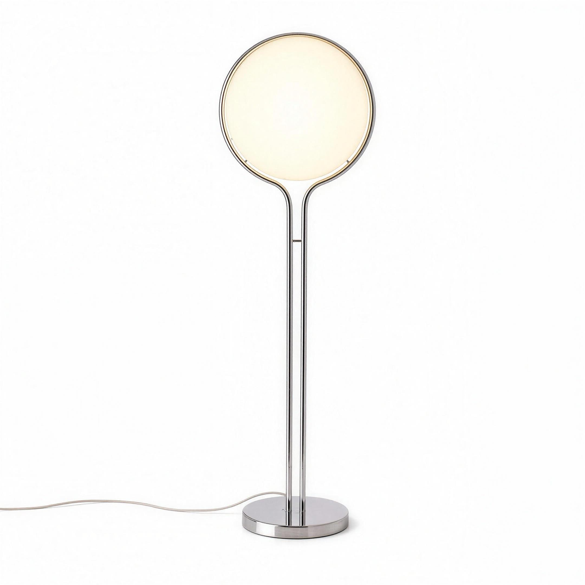 Luna Velata Chrome Arc Globe Floor Lamp with Frosted Opal Shade