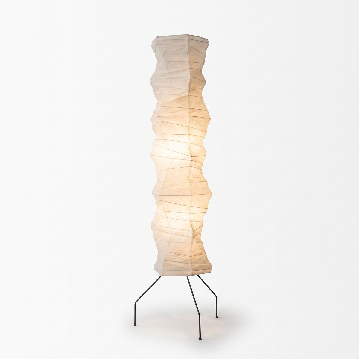 Luna Velata Rice Paper Floor Lamp with Bamboo Frame